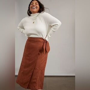 Anthropologie Faux Suede Wrap Tie Skirt